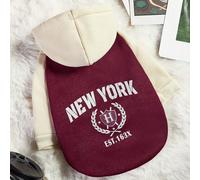 1 pezzo Felpa con cappuccio stile college con stampa lettere "New York" a patchwork per cani e gatti, colori retrò 3XL,4XL,5XL,L,M,S,XL,XS,XXL,XXSBlocchi di colore,Lettere,PianteTessuto