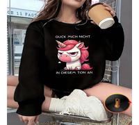 1 pezzo Felpa con grafica di unicorno "Non guardarmi così", morbida e calda, con maniche lunghe, per donna L,M,S,XL,XSLettere,sloganTessuto composito