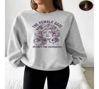 1 pezzo Felpa da donna con scollo rotondo, stampa grafica "Medusa Sguardo Femminile", slogan "Pietrifica il loro", manica lunga, comoda camicetta L,M,S,XL,XSLettere,sloganTessuto composito