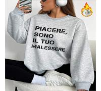 1 pezzo Felpa da donna con stampa dello slogan "Piacere, Sono Il Tuo Malessere", adatta per l'autunno e l'inverno, regalo ideale per le vacanze o per il compleanno. L,M,S,XL,XSLettere,sloganTessuto co
