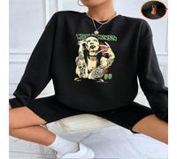 1 pezzo Felpa da donna con stampa grafica del ritratto di Marilyn Manson, manica lunga, pullover alla moda, maglietta casual da strada, comoda e stilosa L,M,S,XL,XSLettere,sloganTessuto composito