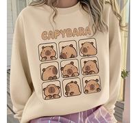 1 pezzo Felpa girocollo con stampa carina di capibara per ragazze, comoda e morbida, indossabile casual per la primavera e l'autunno 6Y,7Y,8Y,9Y,10Y,4Y,5Y,14Y,11Y,12Y,13Y,16Y,15YFumetto,LetterePoliest