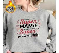 1 pezzo Felpa girocollo in pile con grafica "Super Mamie", quando si è una Super Nonna si hanno per forza dei Super Nipotini, felpa morbida e accogliente, idea regalo perfetta! L,M,S,XL,XSLettere,slog