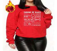 1 pezzo Felpa girocollo in pile con stampa Fireheart del Trono di Vetro per donna. Comoda felpa con motivo a tema di libri fantasy, perfetta per gli amanti dei libri e il cosplay! L,M,S,XL,XSLettere,s