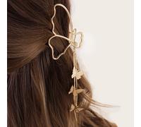 1 pezzo Fermaglio per capelli a forma di farfalla con catena e nappine, grande dimensione per la parte posteriore della testa, elegante, accessorio per capelli estivo per donne Tagli UnicaLega di zinc