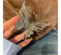 1 pezzo Fermaglio per capelli a forma di farfalla in metallo argento liquido, elegante fermaglio per capelli, accessorio per acconciatura semi-raccolta dolce e cool per ragazza, estate e spiaggia Tagl