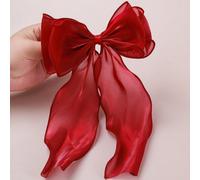 1 pezzo Fermaglio per capelli con fiocco grande a onda rosso principessa in rete, accessorio morbido ed elegante per la primavera, per la scuola, il college, fiocchi, carino, outfit natalizio per donn