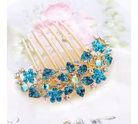 1 pezzo Fermaglio per capelli da donna, pettine elegante con strass e fiori a sei petali e sette denti, accessorio per capelli per signore, pettine vintage a sette denti per capelli laterali, articoli