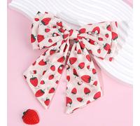 1 pezzo Fermaglio per capelli/fascia con fiocco e stampa fragola carina, accessorio per capelli della serie frutta in tessuto, adatto come regalo per figlia, compleanno, festa, viaggio Frutta & verdur
