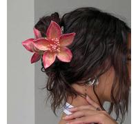 1 pezzo Fermaglio per capelli floreale bohémien, accessorio per capelli di moda per donna, fermaglio per capelli rosa, mollette per capelli da spiaggia estiva, mollette per capelli da vacanza Rosa ros