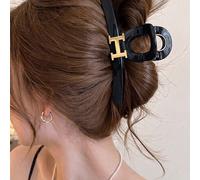 1 pezzo Fermaglio per capelli grande con lettera H dorata, accessorio per capelli francese antiscivolo, adatto per capelli spessi, ornamento per fermaglio per capelli Tagli UnicaABS