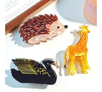 1 pezzo Fermaglio per capelli in acrilico a forma di animale carino, accessorio per capelli a forma di riccio, giraffa o cigno, dolce per ragazze adolescenti e studenti, essenziale di moda per il rito