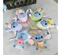 1 pezzo Figurina di Stitch Disney, serie "Anche quando stanco, mangia ancora", decorazione Stitch, peluche da collezione, decorazione a sorpresa di Stitch, regalo di compleanno, colore del cordino cas