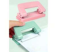 1 pezzo, Foratore manuale portatile a doppio foro in colore unico, adatto per foratura di materiale da ufficio, diari scolastici, album di ritagli, articoli di cartoleria, per il ritorno a scuola, for