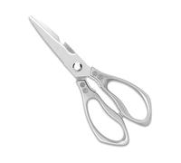 1 Pezzo Forbici in Acciaio Inossidabile, Forbici da Cucina Multiuso con Tagliaossa, Apribottiglie, Squamapesce, Schiaccianoci, Manici Ergonomici Antiscivolo, per Pollo, Carne, Alimenti(Argento,23.5cm)