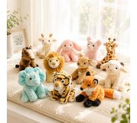 1 pezzo Forest Little Companion morbido e carino peluche a forma di volpe, giraffa, zebra, orso nero, triceratopo, decorazione per la casa, accessorio fotografico, regalo per amici, migliori amici, va