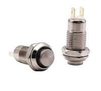 1 pezzo, foro pannello 8 mm, interruttore a pulsante in metallo, rotondo, momentaneo/bloccante, testa alta 2 pin, apparecchiatura elettrica, 1NO, 3A 250VAC(Self-locking Latchin)