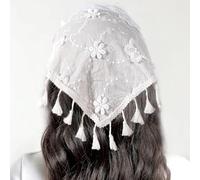 1 pezzo Foulard da donna con ricamo floreale e decorazione a nappine, accessorio di moda boho per capelli, ideale per San Valentino, bandana, sciarpa per capelli, accessori per capelli da donna per va