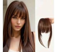 1 pezzo Frangia sintetica colorata con molletta per donne, frangia e basette invisibili e senza cuciture, aspetto naturale, adatta per studenti e uso quotidiano, colori assortiti (il colore può variar