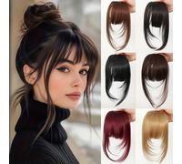 1 pezzo Frangia sintetica colorata con molletta per donne, frangia e basette invisibili e senza cuciture, aspetto naturale, adatta per studenti e uso quotidiano, colori assortiti (il colore può variar