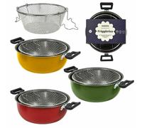 1 Pezzo Friggitrice con Cestello e Manici Color 24 cm 3 Colori