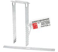 1 pezzo gancio diretto da 60/200 mm per cartongesso, per profili CD 60/27, da soffitto, spessore del materiale 0,8 mm, gancio a U, montaggio preciso del profilo del soffitto