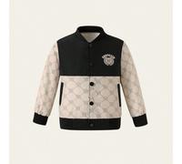 1 pezzo Giacca casual alla moda per ragazzo, morbida e morbida con fodera termica, design elegante a tutto tondo, adatta per uso all'aperto, a scuola, con foto, tutto l'occorrente 6Y,7Y,4Y,5YA strisce