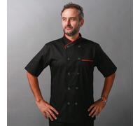 1 pezzo Giacca da chef nera unisex, doppiopetto, a maniche corte, confortevole, traspirante, ideale per cucina, panificio, ristorante, hotel L,M,S,XL,XXLColore unicoTessuto intrecciato