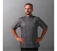1 pezzo Giacca da chef uomo, doppiopetto, maniche corte confortevoli, traspirante e leggera, adatta per cucina, panificio, ristorante, lavoro in hotel L,M,S,XL,XXLColore unicoTessuto intrecciato