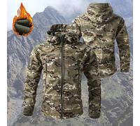 1 pezzo Giacca da uomo imbottita mimetica, con design con cerniera e tasche multiple, cappuccio, ottima per l'inverno e gli sport invernali come lo sci L,M,S,XL,XSPianteTessuto