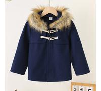 1 pezzo Giacca varsity con cappuccio in lana e pile, stile casual e preppy, adatta per ragazzi, ideale per pendolarismo, scuola, uso quotidiano, asilo, ritorno a scuola, divisa scolastica, abbigliamen