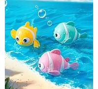 1 pezzo Giocattolo a molla a forma di pesce pagliaccio colorato, giocattolo per l'acqua, ottimo per il bagno e il gioco all'aperto, in rosa, blu, giallo, adatto per il momento del bagno dei bambini pi
