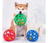 1 pezzo Giocattolo a palla di gomma con campanello e design forato colorato per cani e gatti Purple Bell Ball,Blue Bell Ball,Orange Bell Ball,Yellow Bell BallFrutta & verduraTPR