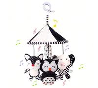 1 pezzo Giocattolo appeso per culla per neonati, ad alto contrasto bianco e nero con animali (volpe, gufo, elefante), morbido peluche sospeso, giocattolo per passeggino, sonaglio per bambini, regalo T