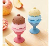 1 pezzo Giocattolo da bagno per bambini a forma di gelato in silicone con ventosa, giocattolo impilabile, giocattolo educativo in silicone per il gioco di finzione in bagno, giocattolo da spiaggia, re