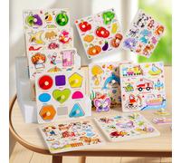 1 pezzo Giocattolo di apprendimento ad incastri in legno, riconoscimento e abbinamento di forme educativo per bambini dai 3 anni in su, pezzi di puzzle spessi con animali, frutta, temi marini, puzzle 