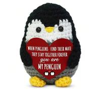1 pezzo Giocattolo di peluche a forma di pinguino realizzato a mano - "Tu sei il mio pinguino" regalo di San Valentino per l'anima gemella, peluche carino per coppie, decorazione da scrivania e regalo