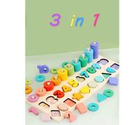 1 Pezzo Giocattolo educativo in legno per bambini, Gioco di forma e corrispondenza a tre in uno, Ottimo per sviluppare la coordinazione mano-occhio, la concentrazione e il pensiero dei bambini, Adatto