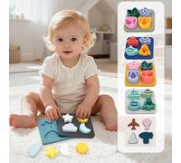 1 pezzo Giocattolo per bambini, puzzle impilabile in silicone, giocattolo educativo per bambini, sviluppa le capacità manuali del bambino fin dalla più tenera età, puzzle a forma di fiore, aeroplano,