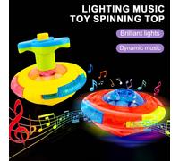 1 pezzo Giocattolo rotante a LED per bambini - UFO/Giroscopio con musica, a forma di frutta/UFO con ali e luci lampeggianti, musica, stile retrò classico, novità luminosa e creativa, adatto per bambin