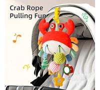 1 pezzo Giocattolo sensoriale in peluche da tirare/spingere per bebè, comprende giocattoli in stoffa a forma di granchio e pulcino con dentarello, specchio, campanellino, adatto per culla, passeggino,