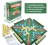 1 pezzo Gioco di spelling in inglese per 2-4 giocatori, scacchi di lettere, spelling di lettere, gioco da tavolo (inclusi: 1 Tabellone di gioco, 1 Manuale di istruzioni, 100 Mattoncini di lettere, 4 R
