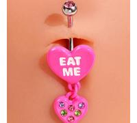 1 pezzo Gioiello per piercing all'ombelico di moda e carino in stile Y2K, con ciondolo a forma di cuore rosa delicato con scritta "MANGIAMI", per donne ABS