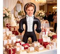1 pezzo Gonfiabile personalizzato a soffio, Gonfiabile personalizzato con viso personalizzato, Gonfiabile personalizzato con viso dello sposo in abito nero & papillon, Gonfiabile personalizzato per ad