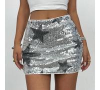 1 pezzo Gonna elegante da donna decorata con paillettes a forma di stella, adatta per feste Tall XS,Tall S,Tall M,Tall L,Tall XLGeometrico,stampa dappertuttoPaillettes