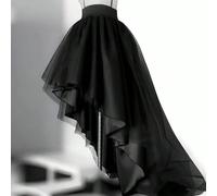 1 pezzo Gonna in tulle da donna, gonna a palloncino, gonna in rete, stile fatato versatile, lunghezza media, nera, corta davanti e lunga dietro, stile da passerella, Ognissanti e vacanze Tagli UnicaCo