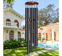 1 pezzo Grande campanella del vento in alluminio nero con 6 tubi metallici, design classico adatto come regalo per anniversario, compleanno, Ringraziamento, Festa della Mamma, ideale per decorare pati