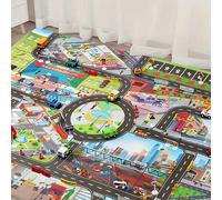 1 pezzo Grande tappetino da gioco con scena urbana moderna - Impermeabile, durevole, tema di sport estremi, design di mappa di percorso stradale, applicabile a più scene, facile da pulire, adatto per