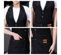1 pezzo Grembiule alla moda con colletto, stile unisex, grembiule uniforme professionale con bottoni e tasche, adatto per barista/cameriere/lavoro in cucina nero,rosso,2 pezzi nero + rossoBlocchi di c