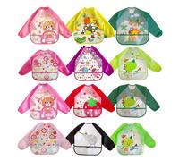 1 pezzo Grembiule impermeabile a maniche lunghe per bambini, adatto per mangiare, dipingere, per bambini da 1 a 3 anni, in materiale PVC, lavare a mano, colore casuale Tagli Unica,Lungo,Stile a manich